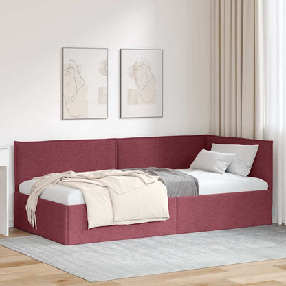 Hoekbedframe met hoofdeinde Wijnrood 90 x 200 cm Fluweel