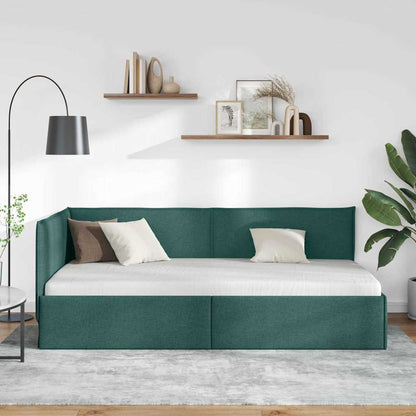 Hoekbedframe met hoofdeinde Donkergroen 90 x 200 cm Fluweel
