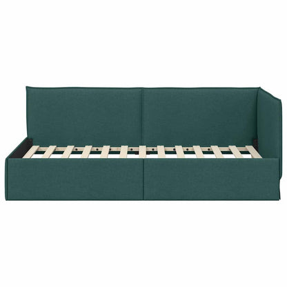 Hoekbedframe met hoofdeinde Donkergroen 90 x 200 cm Fluweel