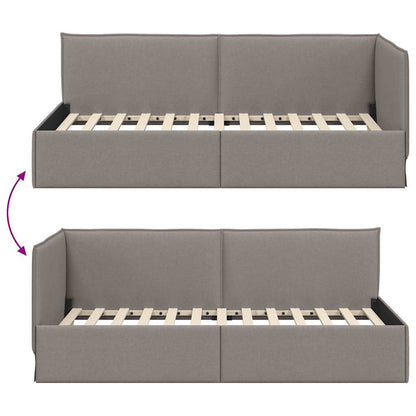 Hoekbedframe met hoofdeinde Taupe 90 x 200 cm Stof