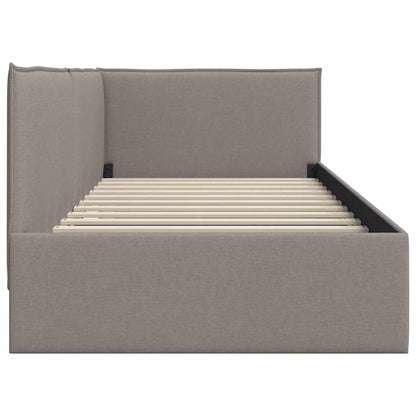 Hoekbedframe met hoofdeinde Taupe 90 x 200 cm Stof