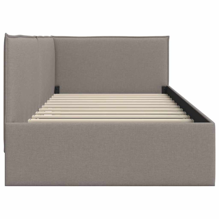 Hoekbedframe met hoofdeinde Taupe 90 x 200 cm Stof