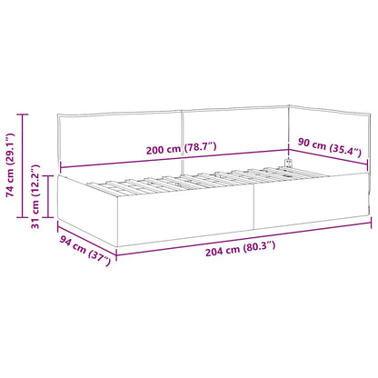 Hoekbedframe met hoofdeinde Taupe 90 x 200 cm Stof