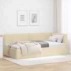Hoekbedframe 90x200 cm crème stof