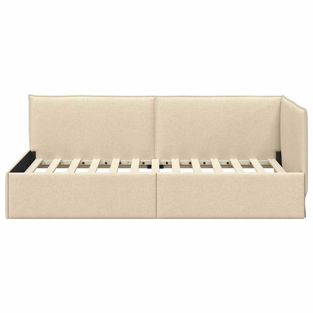 Hoekbedframe met hoofdeinde Crème 90 x 200 cm Stof