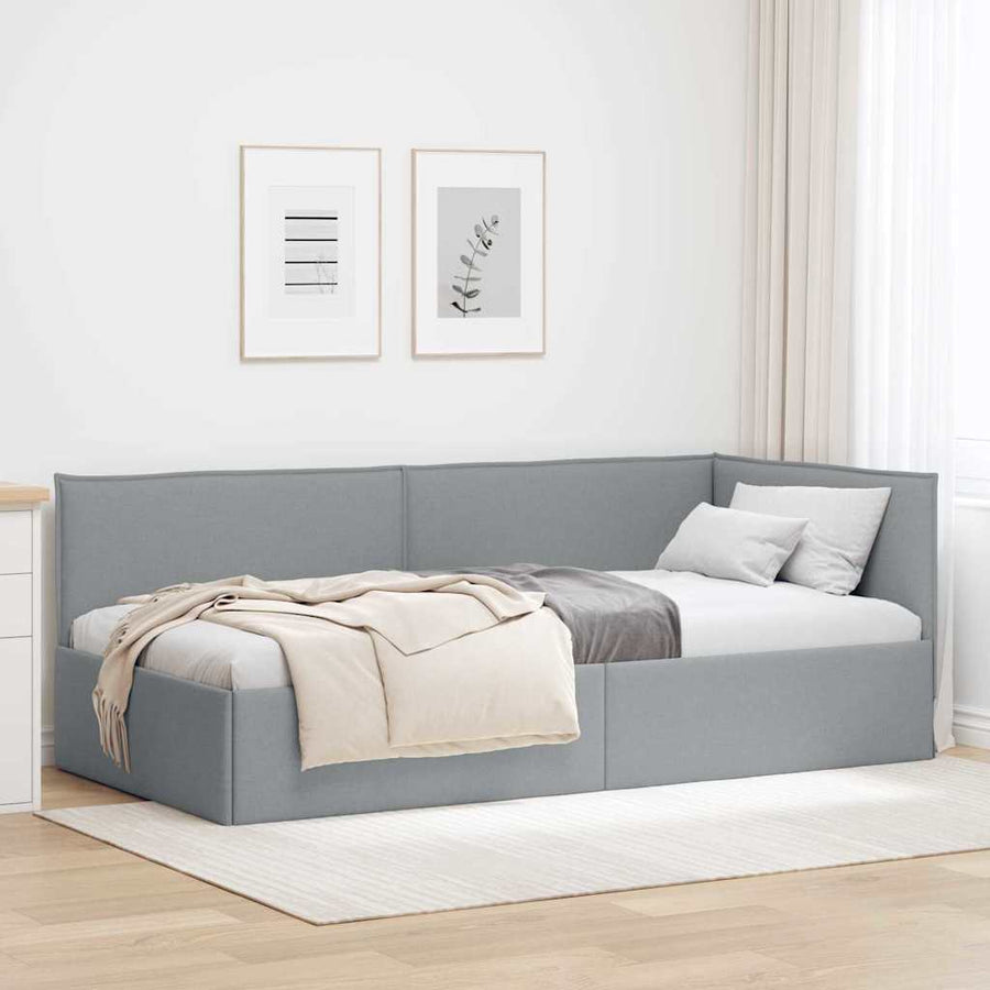 Hoekbedframe met hoofdeinde Lichtgrijs 100 x 200 cm Fluweel