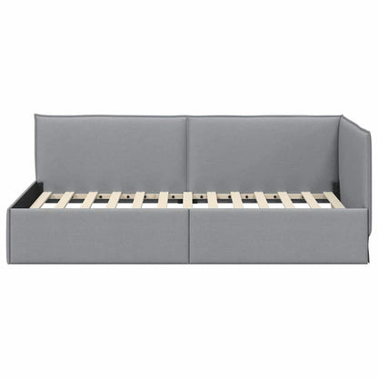 Hoekbedframe met hoofdeinde Lichtgrijs 100 x 200 cm Fluweel