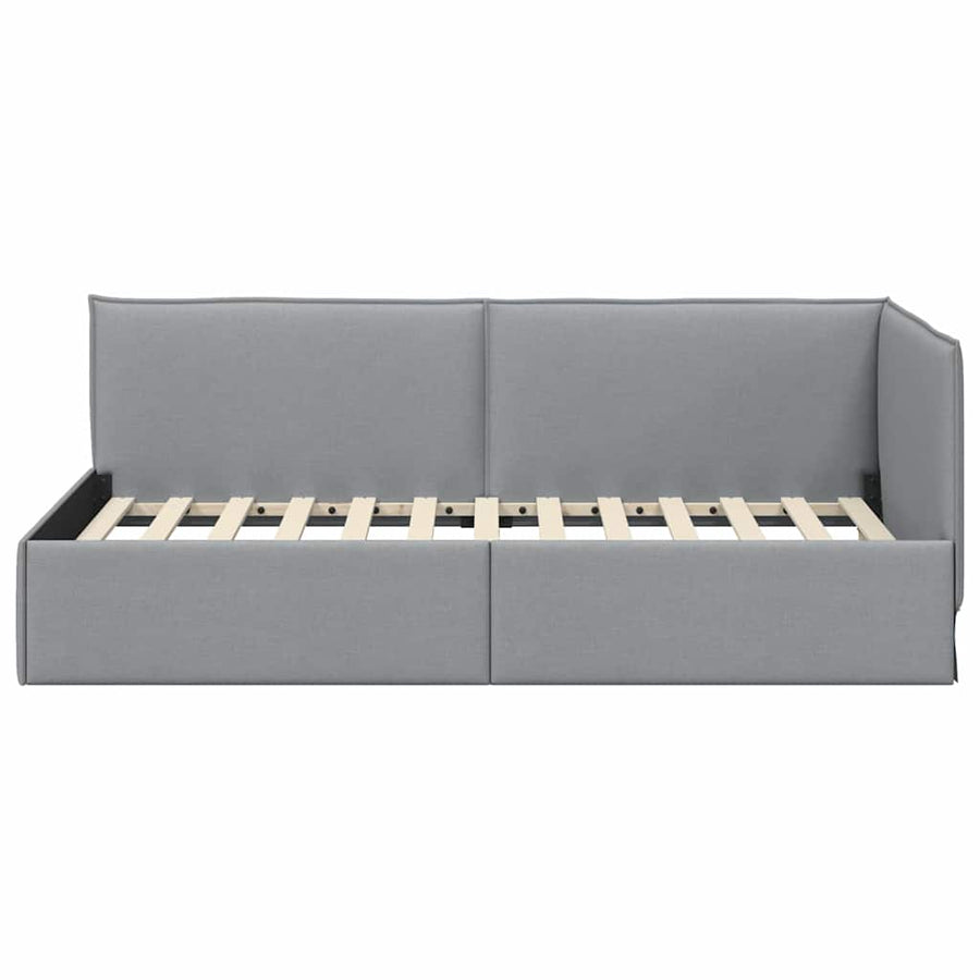 Hoekbedframe met hoofdeinde Lichtgrijs 100 x 200 cm Fluweel