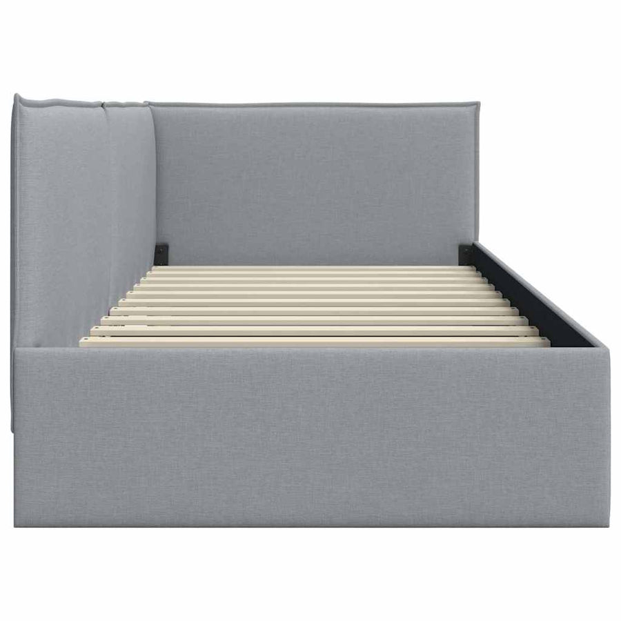 Hoekbedframe met hoofdeinde Lichtgrijs 100 x 200 cm Fluweel