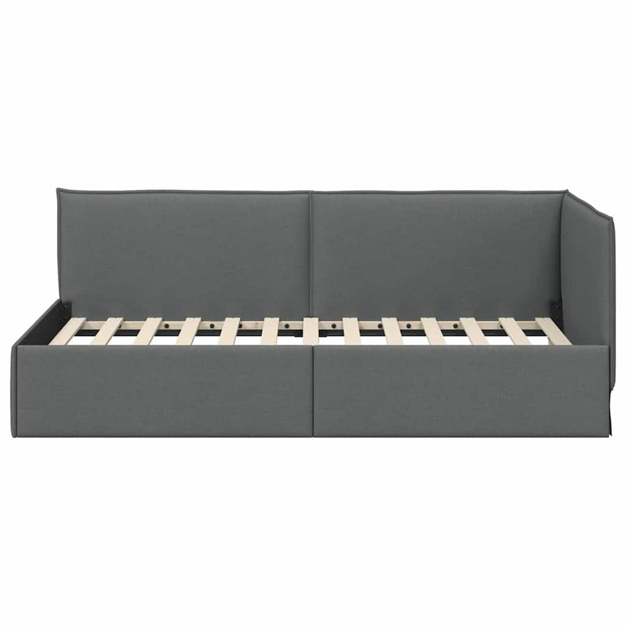 Hoekbedframe met hoofdeinde Donkergrijs 100 x 200 cm Stof