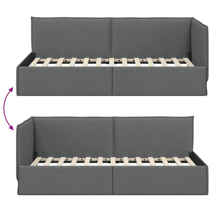 Hoekbedframe met hoofdeinde Donkergrijs 100 x 200 cm Stof