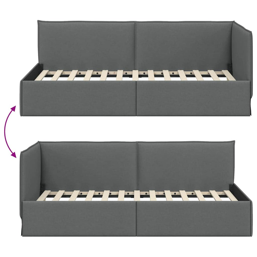 Hoekbedframe met hoofdeinde Donkergrijs 100 x 200 cm Stof