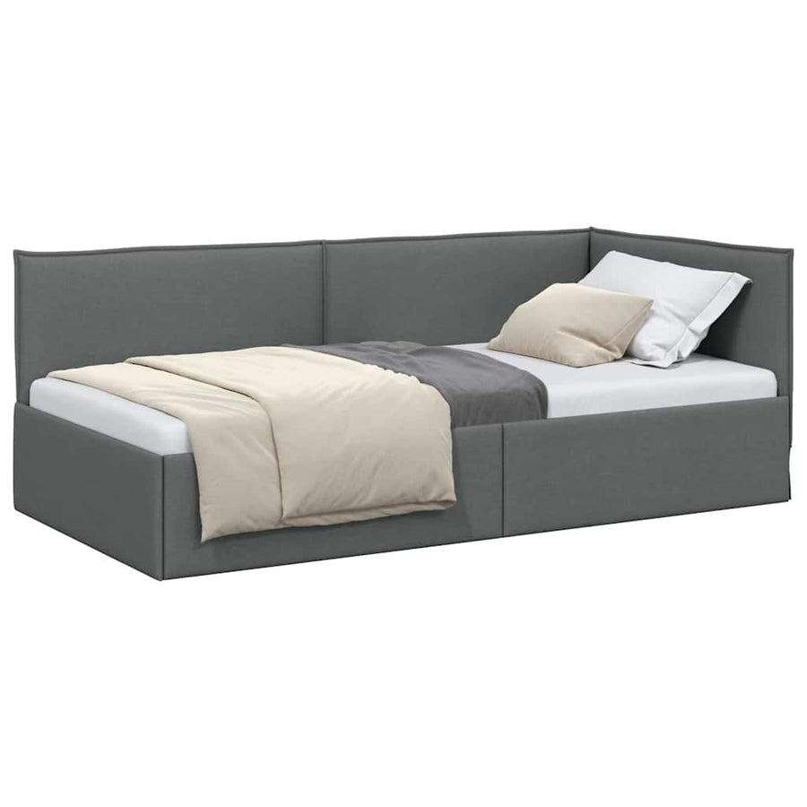 Hoekbedframe met hoofdeinde Donkergrijs 100 x 200 cm Stof