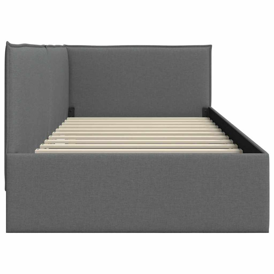 Hoekbedframe met hoofdeinde Donkergrijs 100 x 200 cm Stof