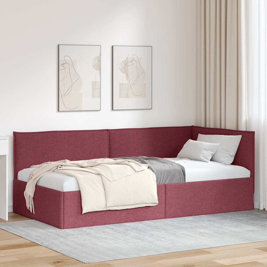 Hoekbedframe met hoofdeinde Wijnrood 100 x 200 cm Fluweel