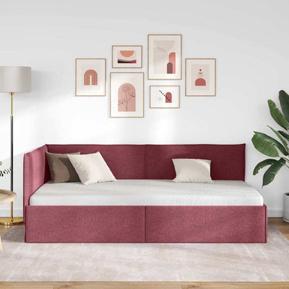 Hoekbedframe met hoofdeinde Wijnrood 100 x 200 cm Fluweel