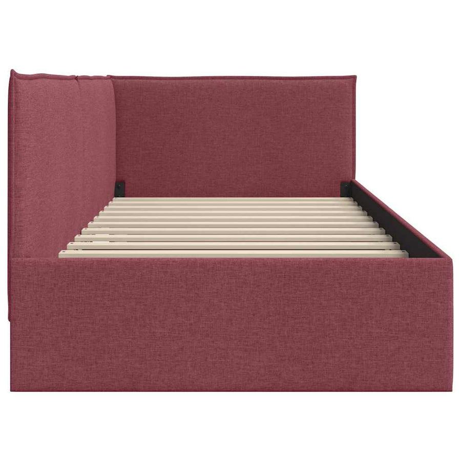 Hoekbedframe met hoofdeinde Wijnrood 100 x 200 cm Fluweel