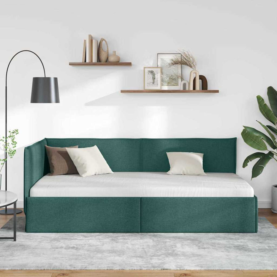 Hoekbedframe met hoofdeinde Donkergroen 100 x 200 cm Fluweel