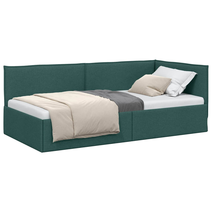 Hoekbedframe met hoofdeinde Donkergroen 100 x 200 cm Fluweel