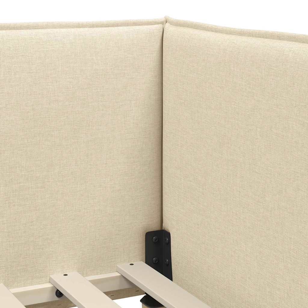 Hoekbedframe met hoofdeinde Crème 100 x 200 cm Stof