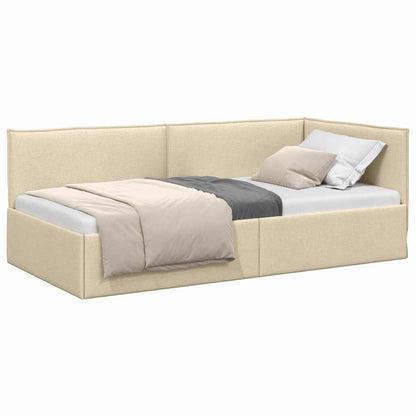 Hoekbedframe met hoofdeinde Crème 100 x 200 cm Stof