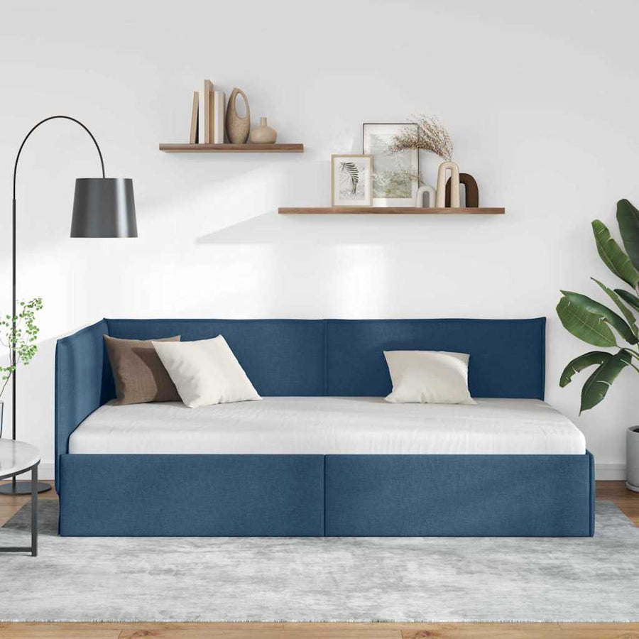 Hoekbedframe met hoofdeinde Blauw 100 x 200 cm Stof