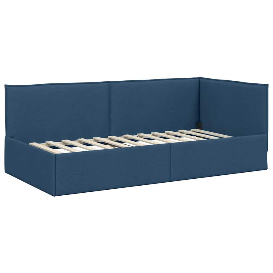 Hoekbedframe met hoofdeinde Blauw 100 x 200 cm Stof