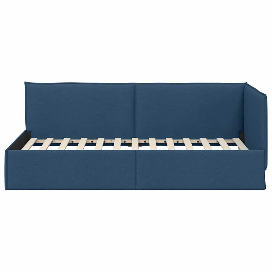 Hoekbedframe met hoofdeinde Blauw 100 x 200 cm Stof