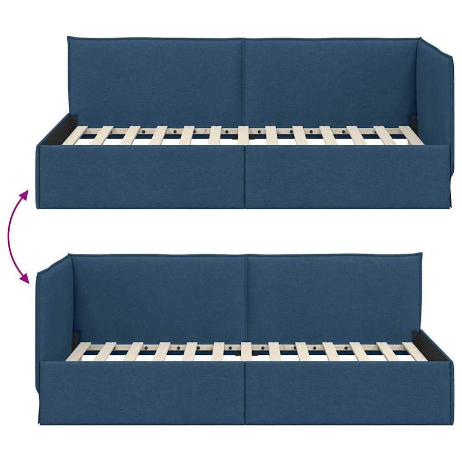Hoekbedframe met hoofdeinde Blauw 100 x 200 cm Stof
