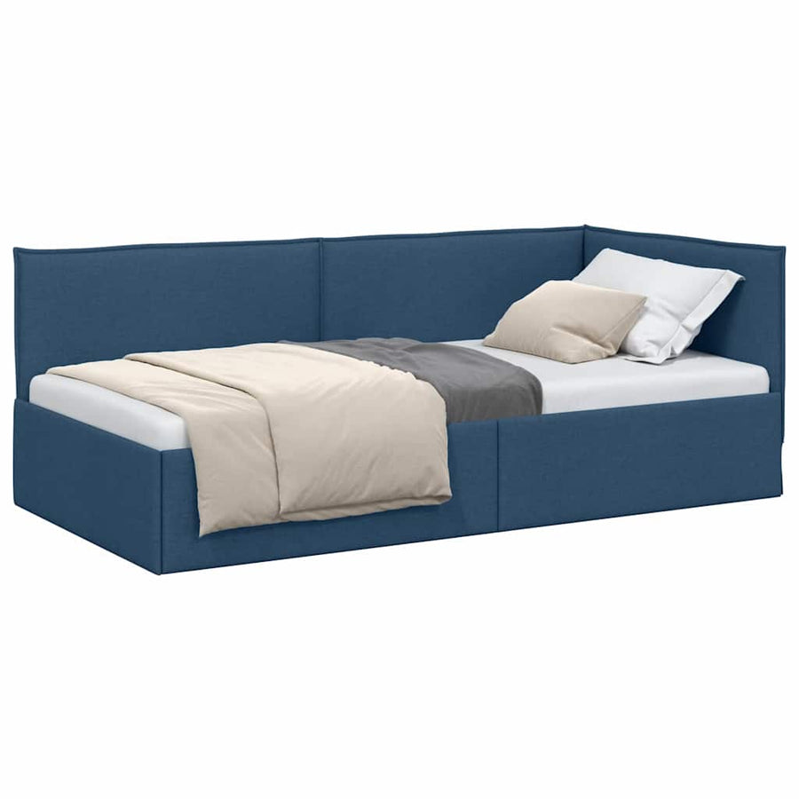 Hoekbedframe met hoofdeinde Blauw 100 x 200 cm Stof