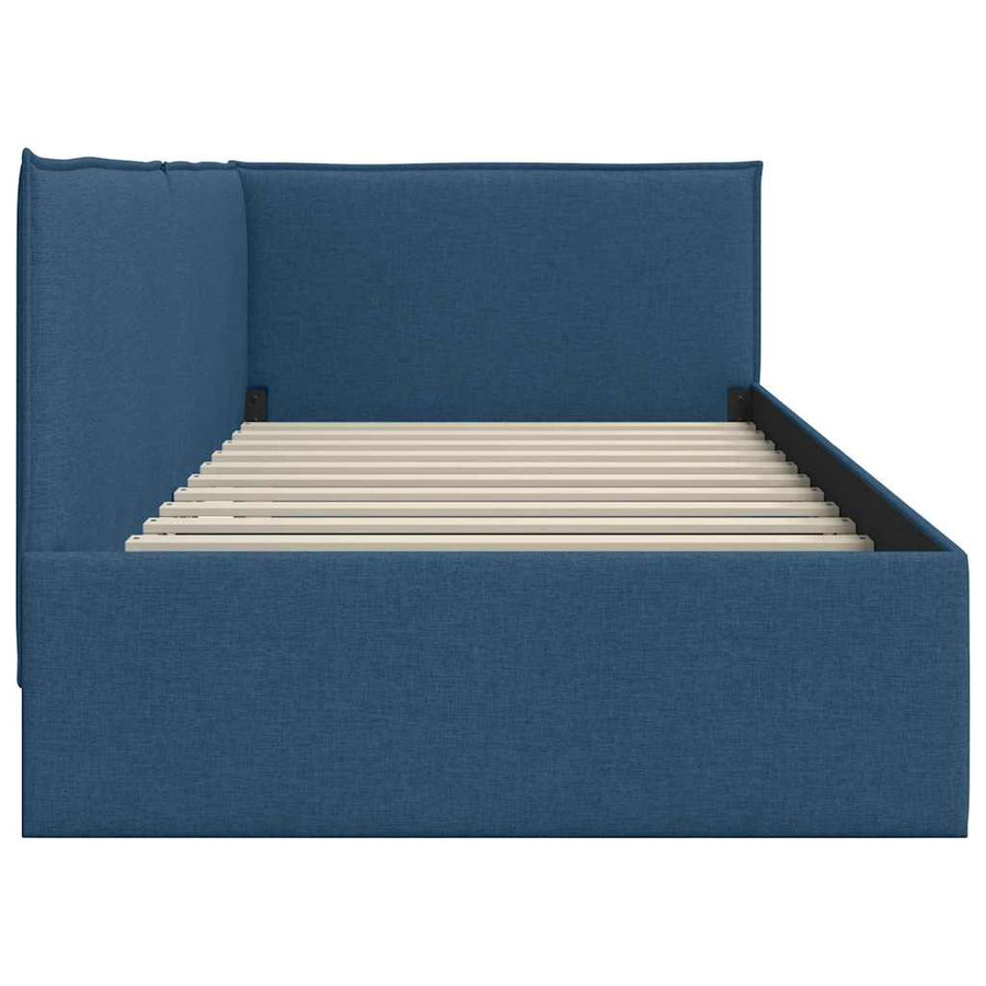 Hoekbedframe met hoofdeinde Blauw 100 x 200 cm Stof