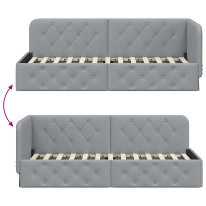 Hoekbedframe met hoofdeinde Lichtgrijs 80 x 200 cm Stof