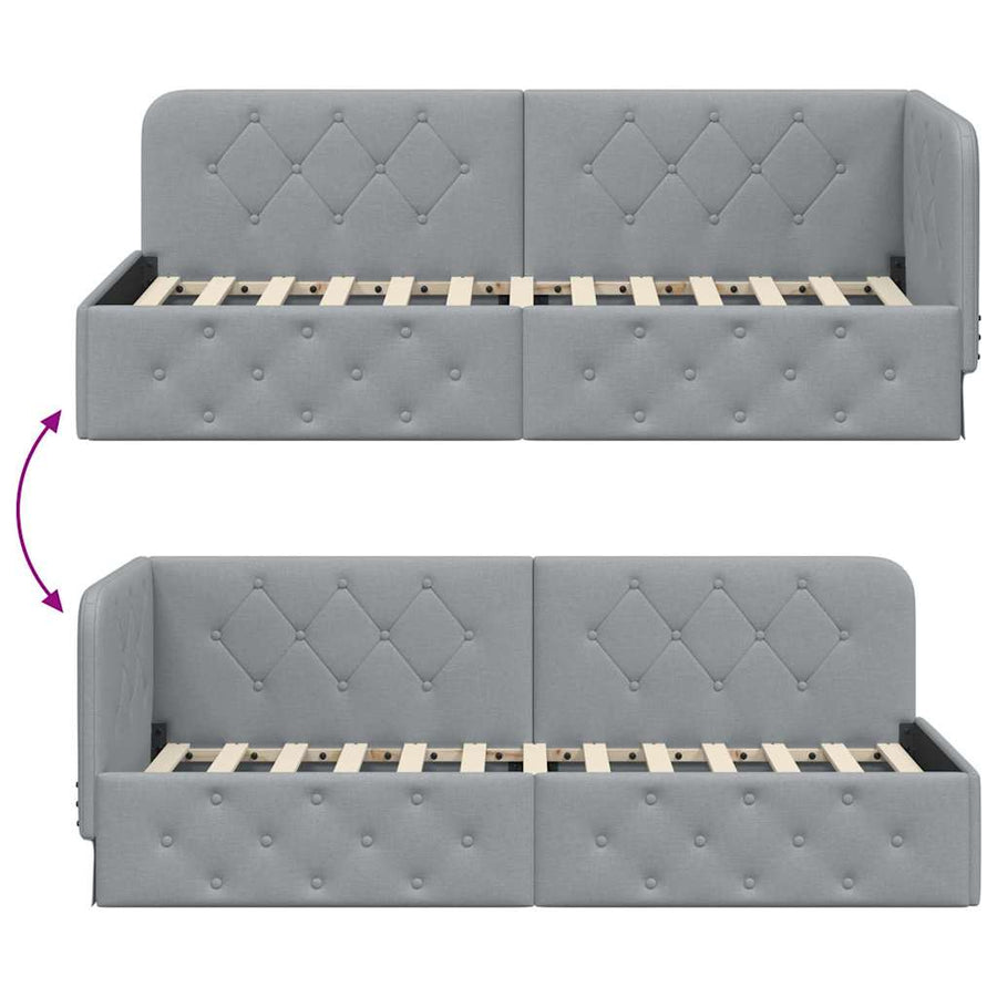 Hoekbedframe met hoofdeinde Lichtgrijs 80 x 200 cm Stof