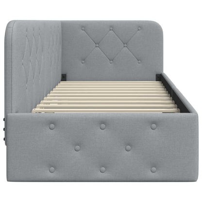 Hoekbedframe met hoofdeinde Lichtgrijs 80 x 200 cm Stof