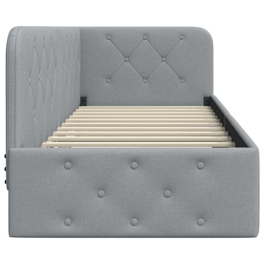 Hoekbedframe met hoofdeinde Lichtgrijs 80 x 200 cm Stof