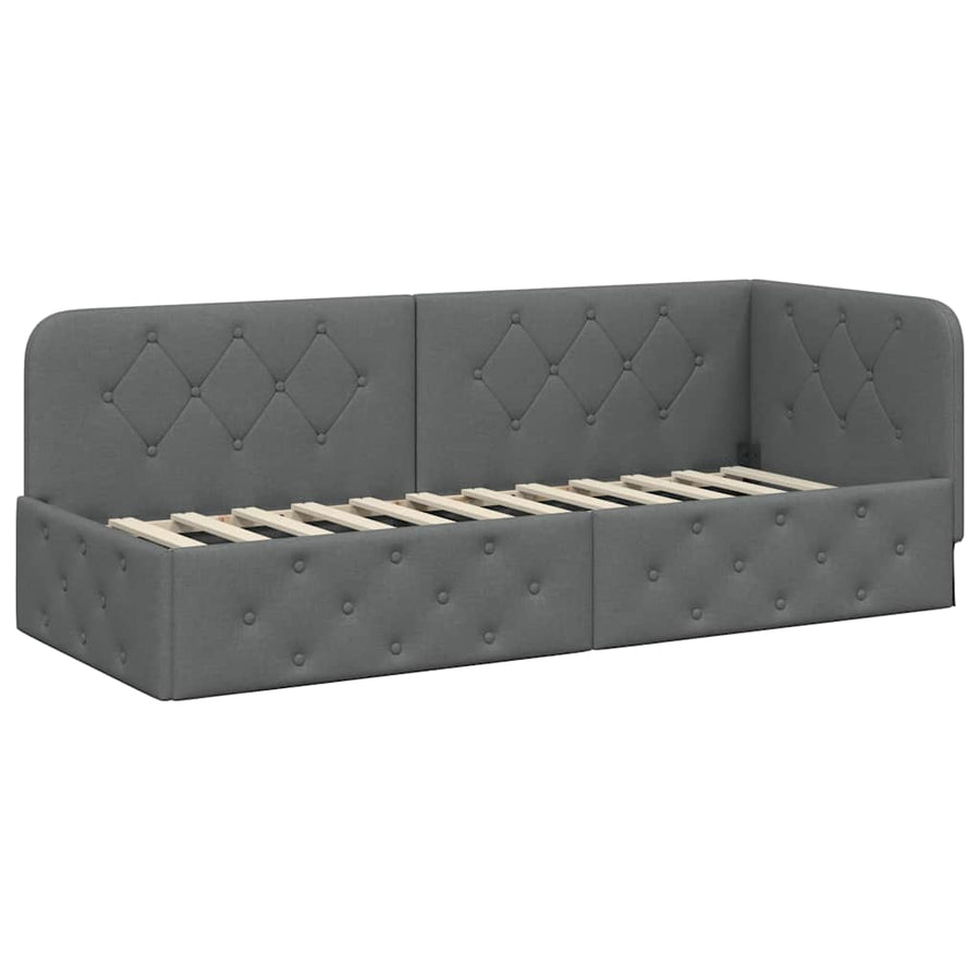 Hoekbedframe met hoofdeinde Donkergrijs 80 x 200 cm Stof