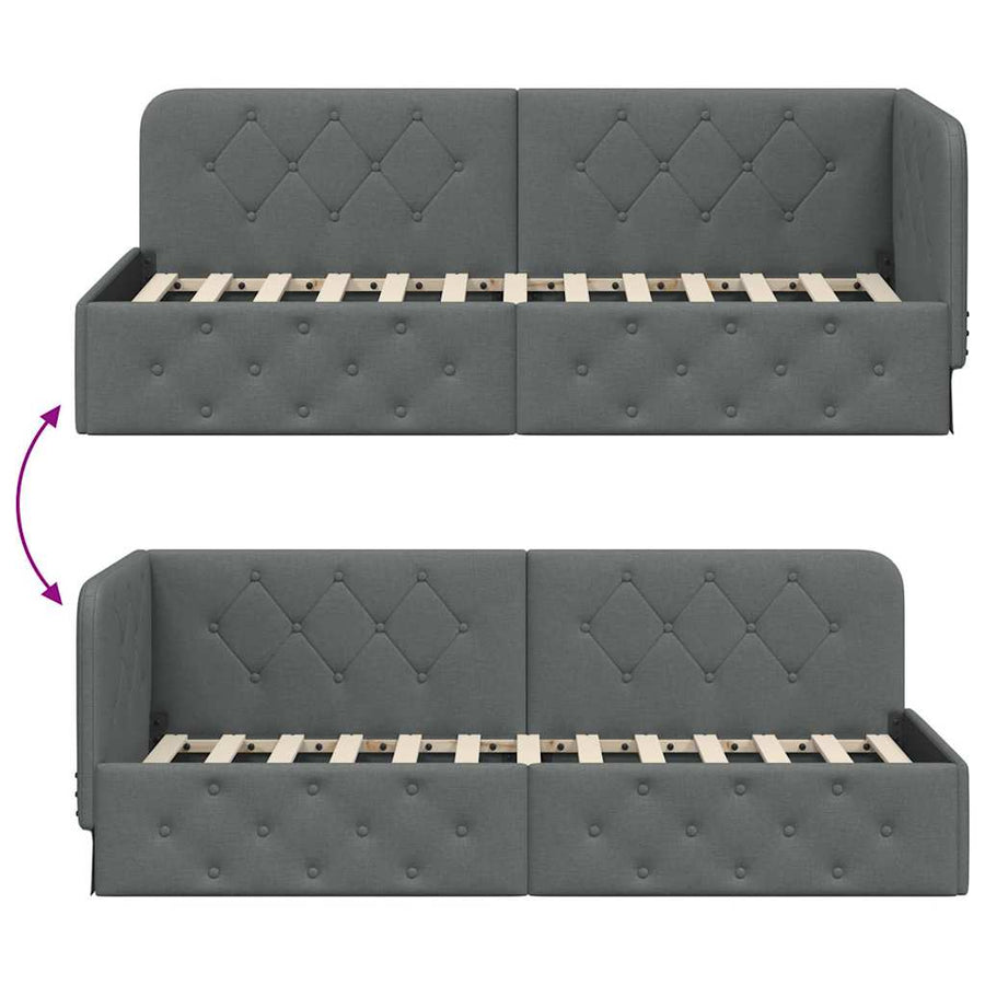 Hoekbedframe met hoofdeinde Donkergrijs 80 x 200 cm Stof