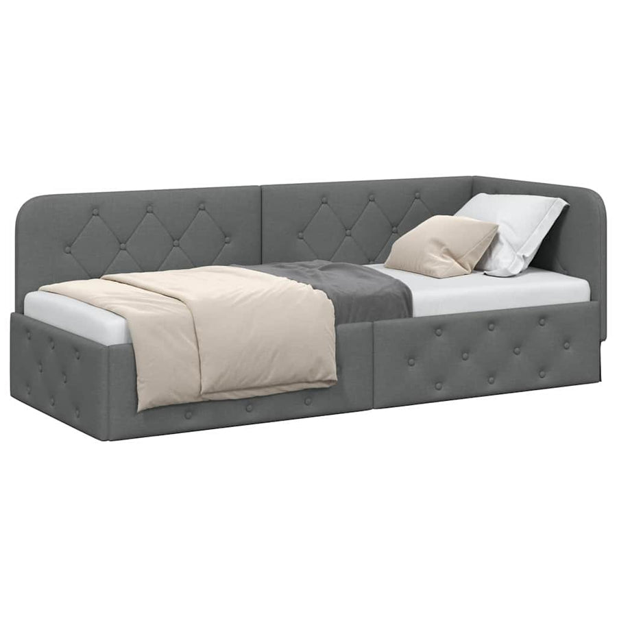 Hoekbedframe met hoofdeinde Donkergrijs 80 x 200 cm Stof