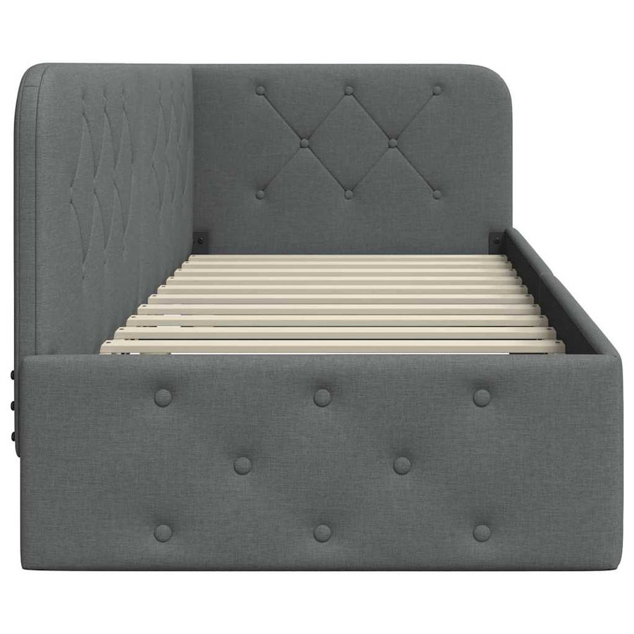 Hoekbedframe met hoofdeinde Donkergrijs 80 x 200 cm Stof