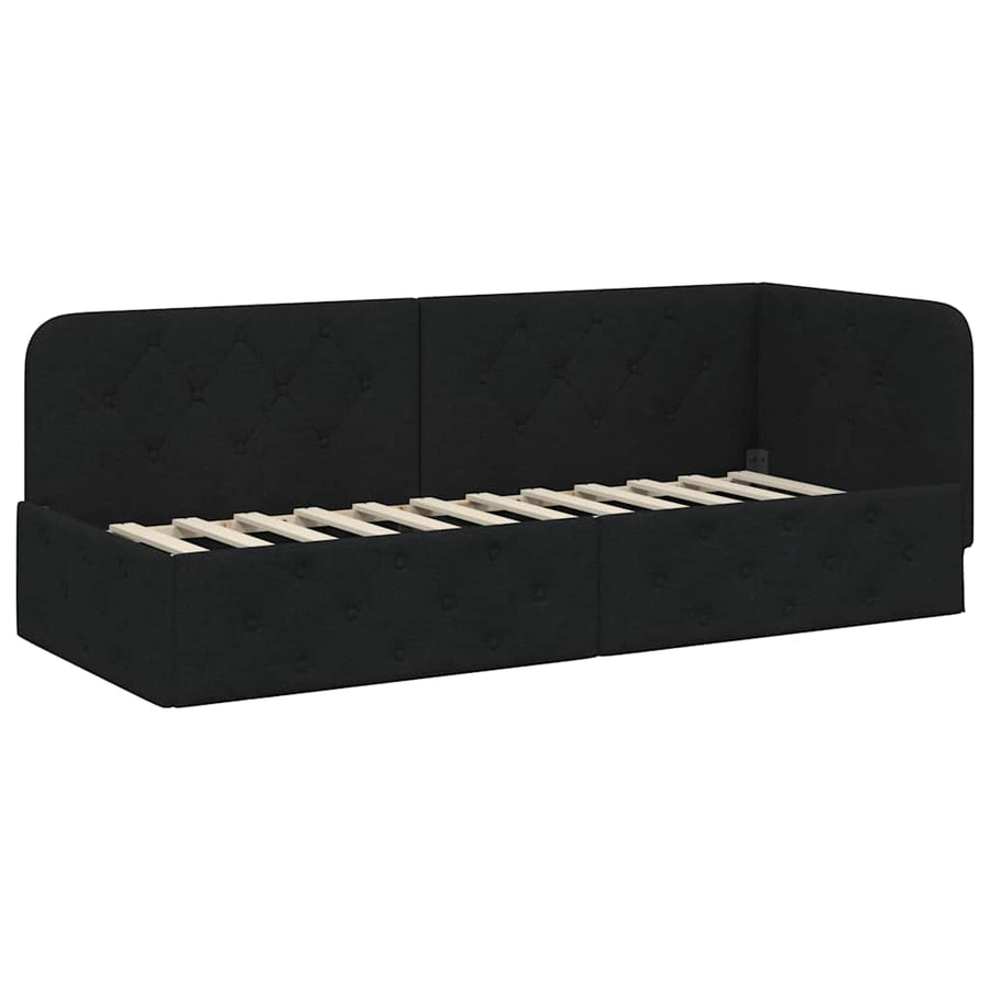 Hoekbedframe met hoofdeinde Zwart 80 x 200 cm Stof