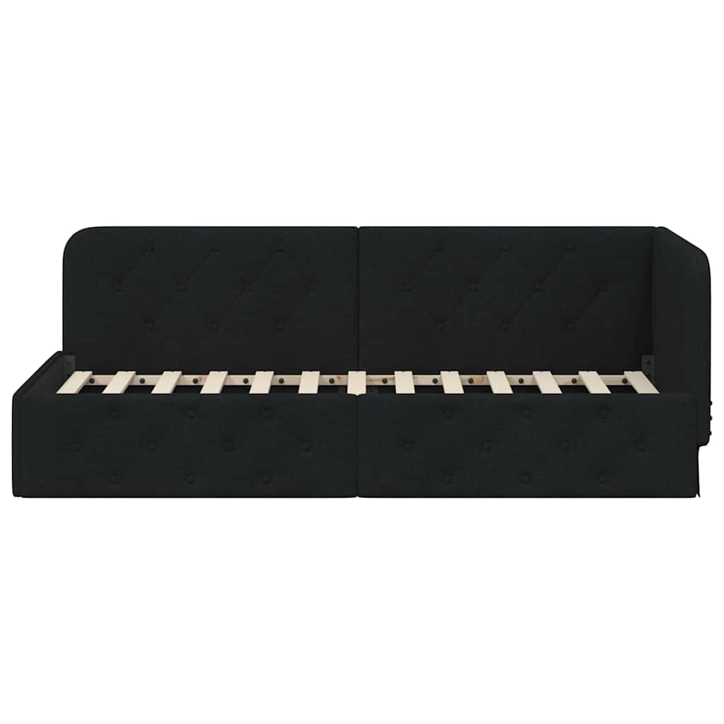 Hoekbedframe met hoofdeinde Zwart 80 x 200 cm Stof