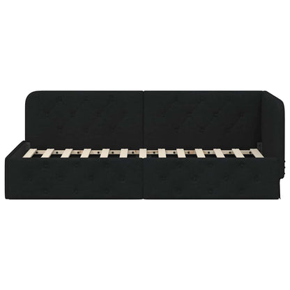Hoekbedframe met hoofdeinde Zwart 80 x 200 cm Stof