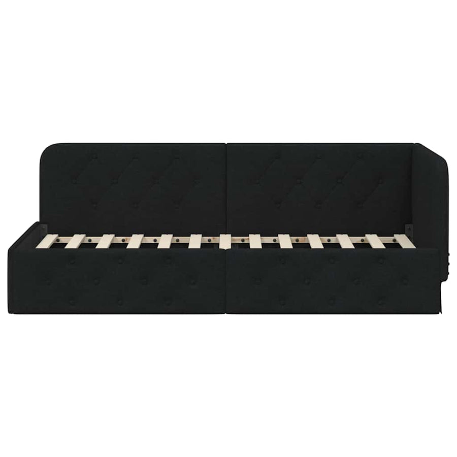 Hoekbedframe met hoofdeinde Zwart 80 x 200 cm Stof