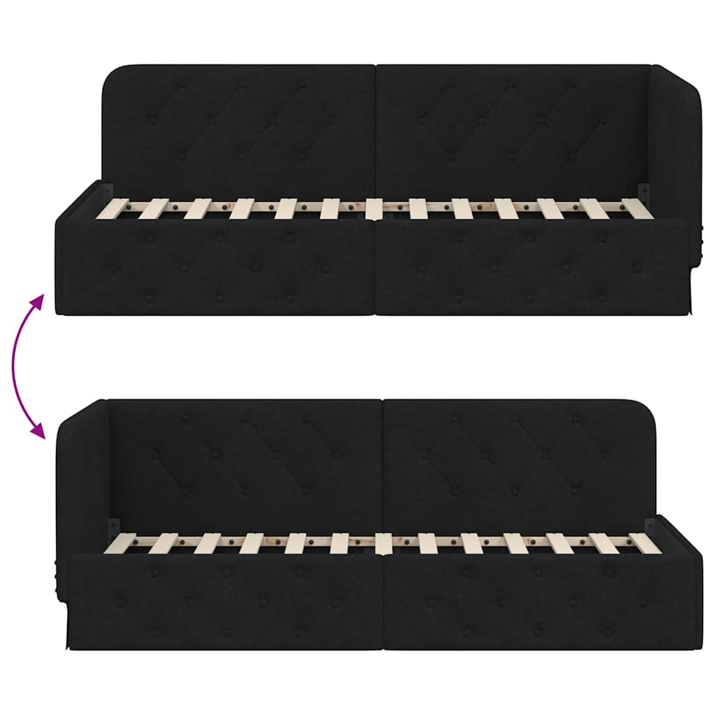 Hoekbedframe met hoofdeinde Zwart 80 x 200 cm Stof