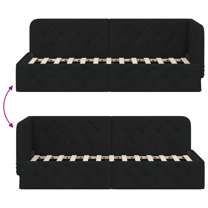Hoekbedframe met hoofdeinde Zwart 80 x 200 cm Stof