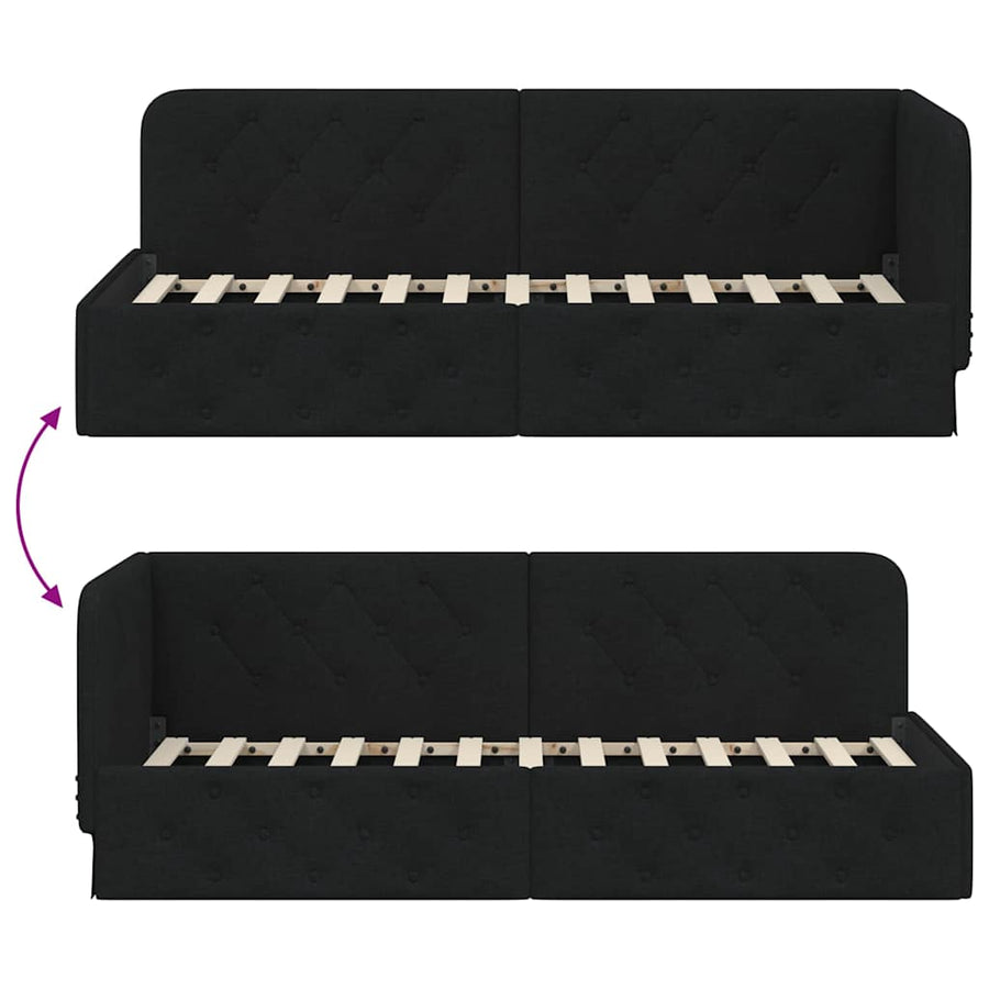 Hoekbedframe met hoofdeinde Zwart 80 x 200 cm Stof