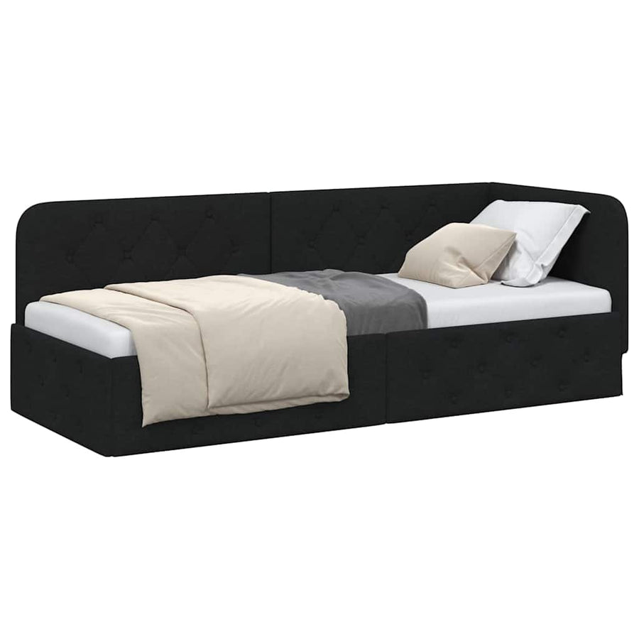 Hoekbedframe met hoofdeinde Zwart 80 x 200 cm Stof