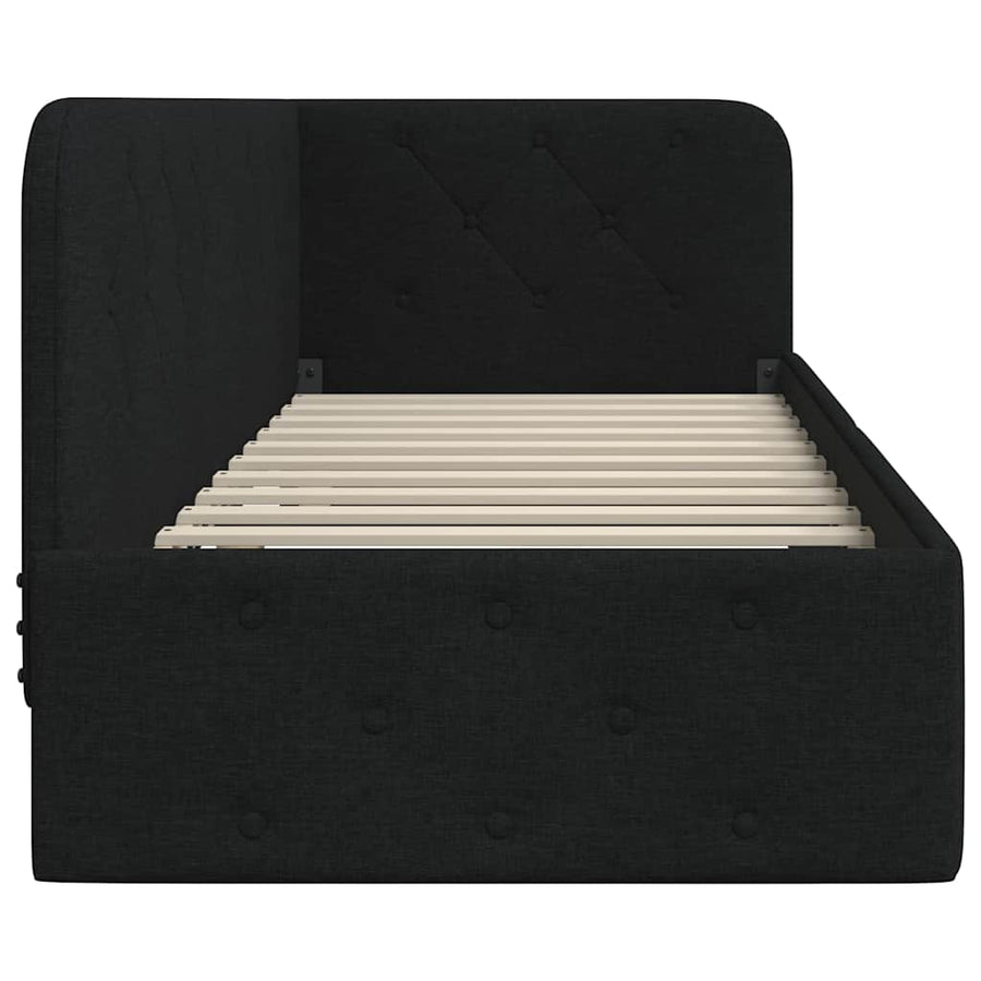 Hoekbedframe met hoofdeinde Zwart 80 x 200 cm Stof
