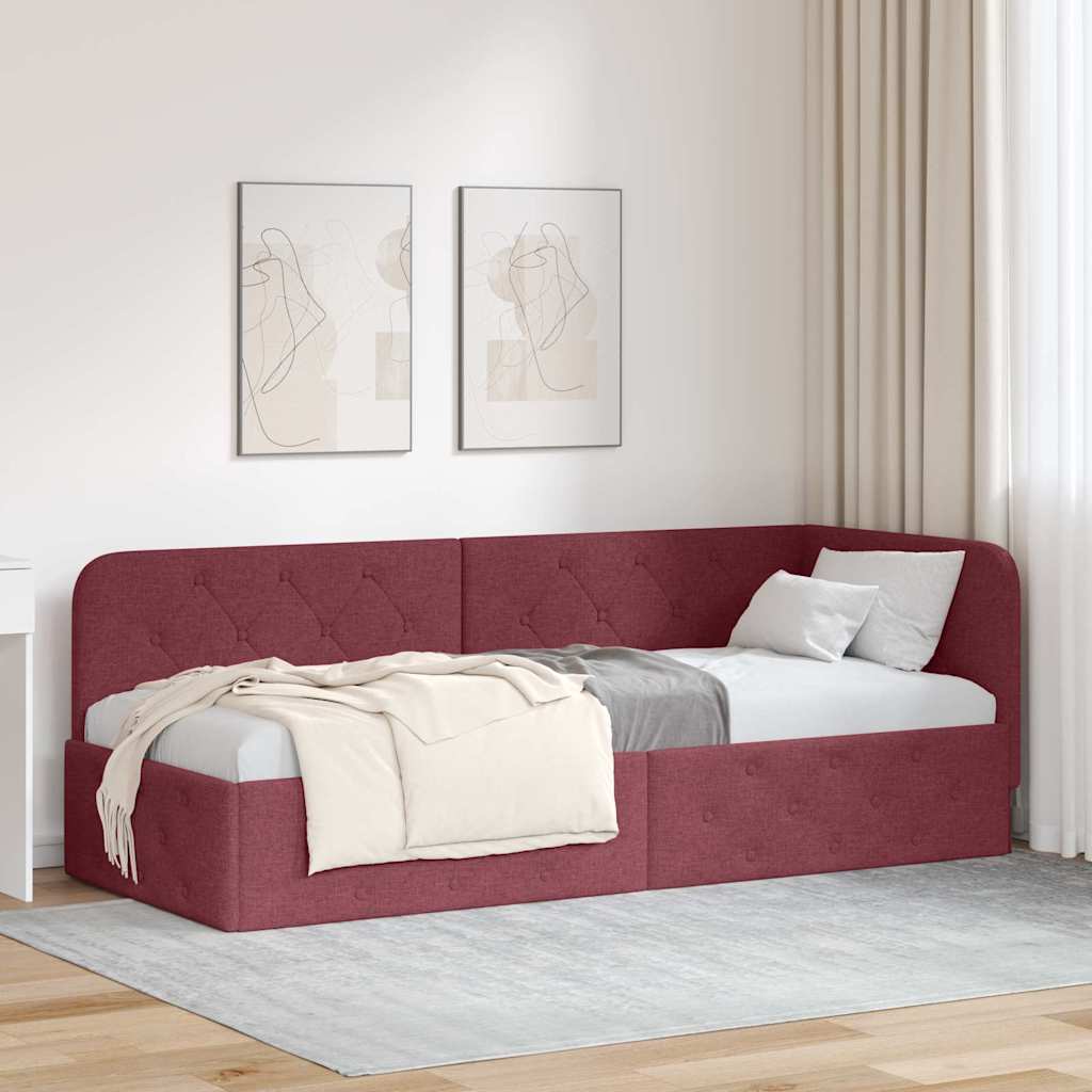 Hoekbedframe met hoofdeinde Wijnrood 80 x 200 cm Stof