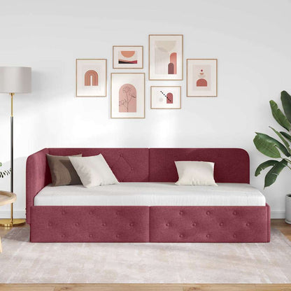 Hoekbedframe met hoofdeinde Wijnrood 80 x 200 cm Stof